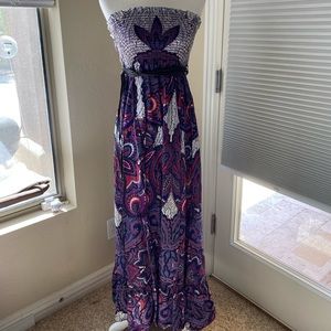 Akualani purple & hot pink maxi dress NWT